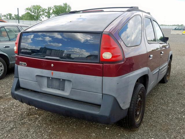 3G7DA03E71S524664 - 2001 PONTIAC AZTEK BURGUNDY photo 4