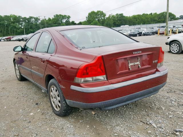 YV1RS61R822161411 - 2002 VOLVO S60 MAROON photo 3