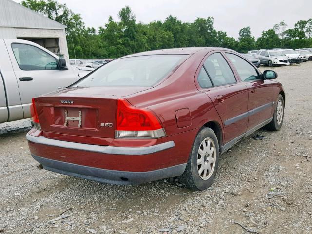 YV1RS61R822161411 - 2002 VOLVO S60 MAROON photo 4