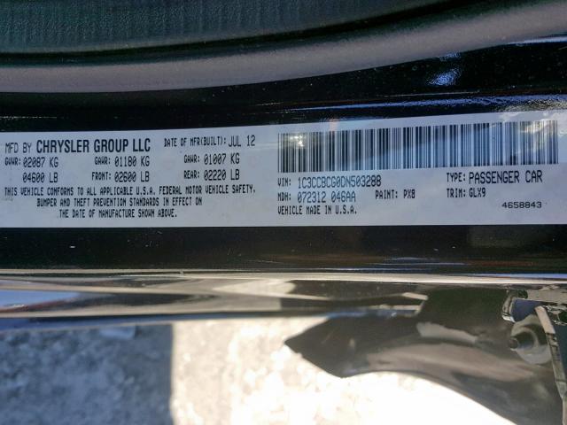 1C3CCBCG0DN503288 - 2013 CHRYSLER 200 LIMITE BLACK photo 10