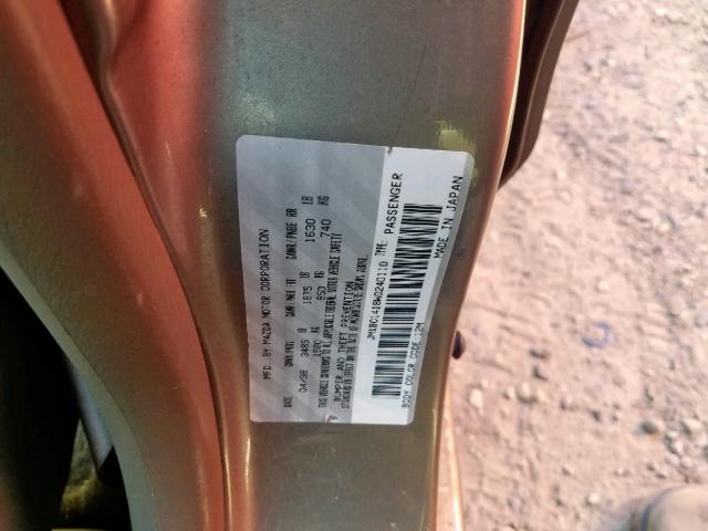 JM1BC1418W0240110 - 1998 MAZDA PROTEGE DX GOLD photo 10