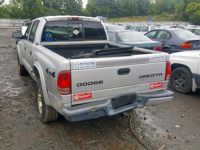 1D7HG38N74S521510 - 2004 DODGE DAKOTA QUA SILVER photo 3