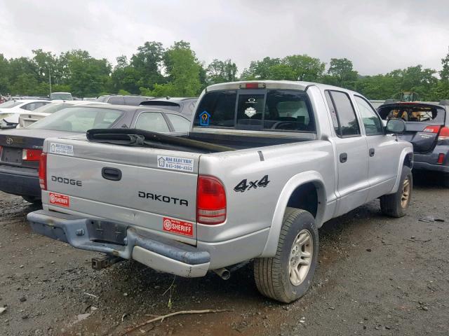 1D7HG38N74S521510 - 2004 DODGE DAKOTA QUA SILVER photo 4