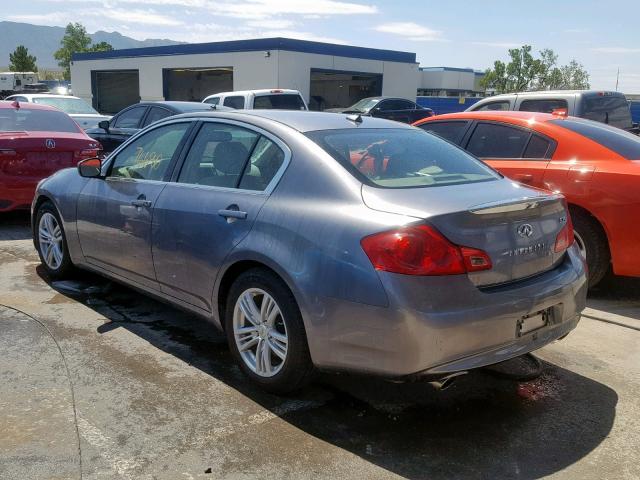 JN1DV6AP2BM604245 - 2011 INFINITI G25 BASE GRAY photo 3