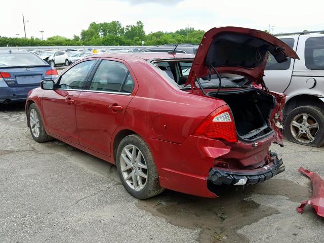 3FAHP0JA7CR256247 - 2012 FORD FUSION SEL RED photo 3