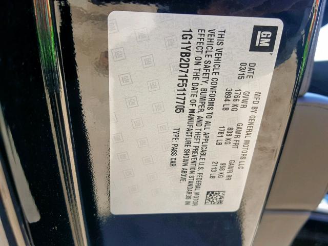 1G1YB2D71F5117705 - 2015 CHEVROLET CORVETTE S BLACK photo 10