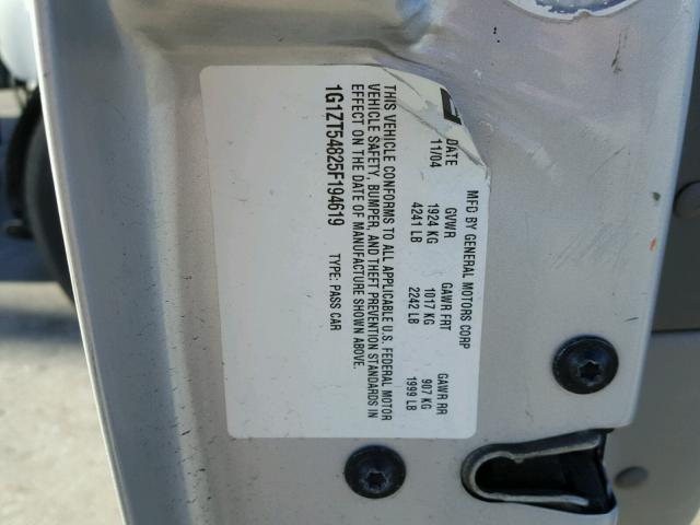 1G1ZT54825F194619 - 2005 CHEVROLET MALIBU LS 银色 照片 10