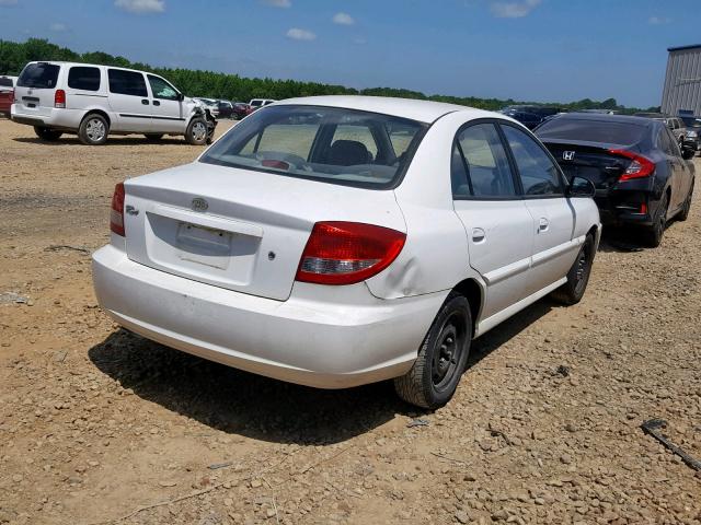 KNADC125546288119 - 2004 KIA RIO WHITE photo 4