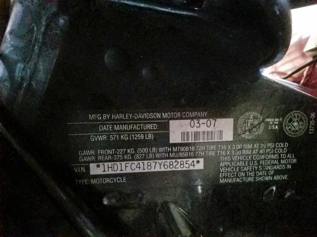 1HD1FC4187Y682854 - 2007 HARLEY-DAVIDSON FLHTCUI RED photo 10