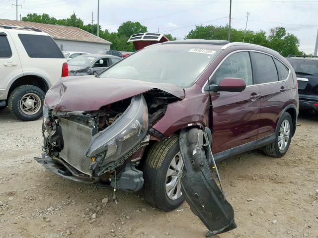 5J6RM3H78CL010254 - 2012 HONDA CR-V EXL MAROON photo 2