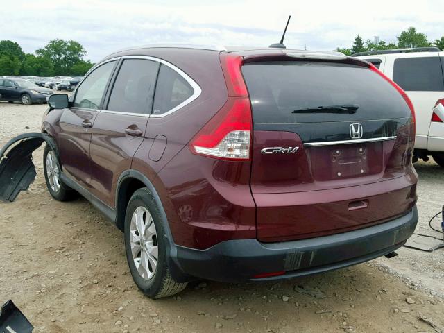 5J6RM3H78CL010254 - 2012 HONDA CR-V EXL MAROON photo 3