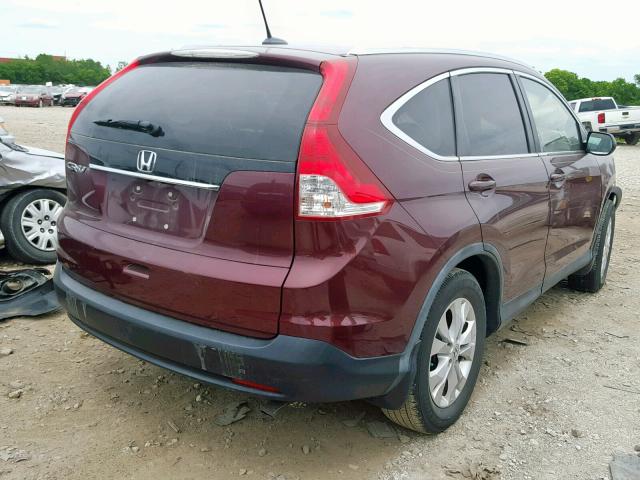 5J6RM3H78CL010254 - 2012 HONDA CR-V EXL MAROON photo 4