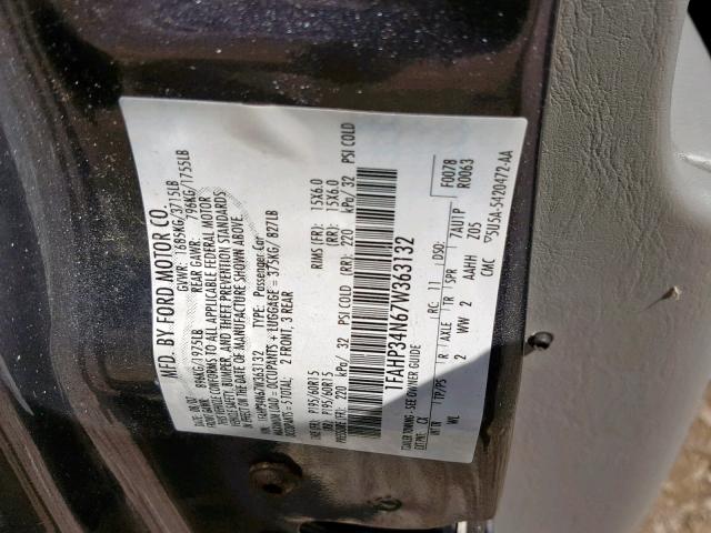 1FAHP34N67W363132 - 2007 FORD FOCUS ZX4 GRAY photo 10