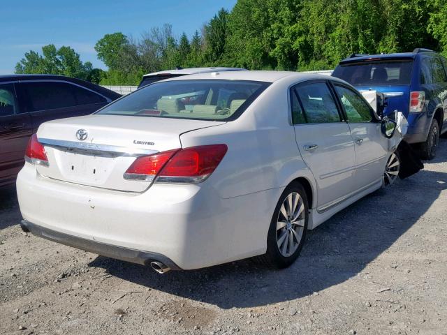 4T1BK3DB0BU395613 - 2011 TOYOTA AVALON BAS WHITE photo 4