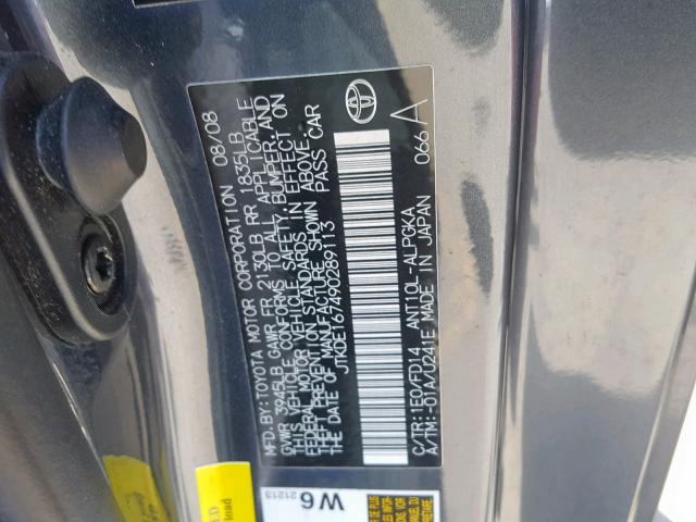 JTKDE167490289113 - 2009 TOYOTA SCION TC 石墨色 照片 10