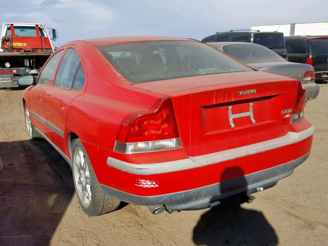 YV1RH58D922181332 - 2002 VOLVO S60 2.5T RED photo 3