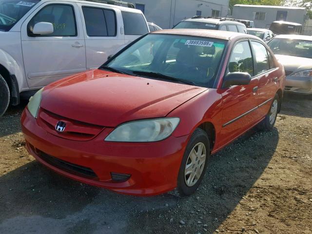 1HGES16355L029489 - 2005 HONDA CIVIC DX V RED photo 2