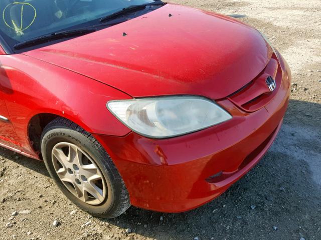 1HGES16355L029489 - 2005 HONDA CIVIC DX V RED photo 9