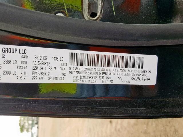 1C4NJCBB3DD213137 - 2013 JEEP COMPASS SP 黑色 照片 10