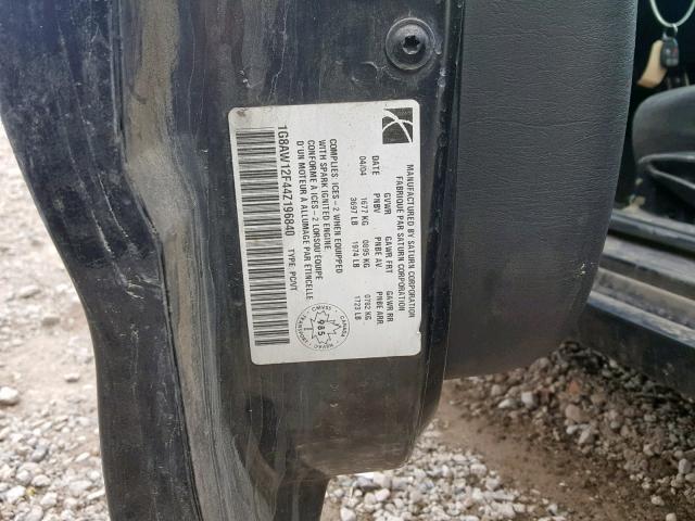 1G8AW12F44Z196840 - 2004 SATURN ION LEVEL BLACK photo 10
