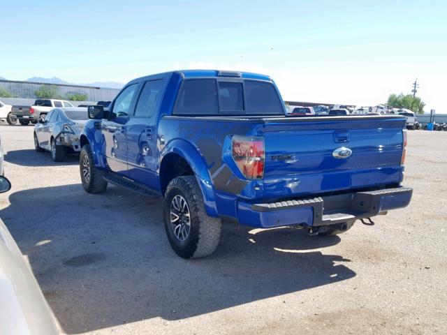 1FTFW1R65DFC58426 - 2013 FORD F150 SVT R BLUE photo 3