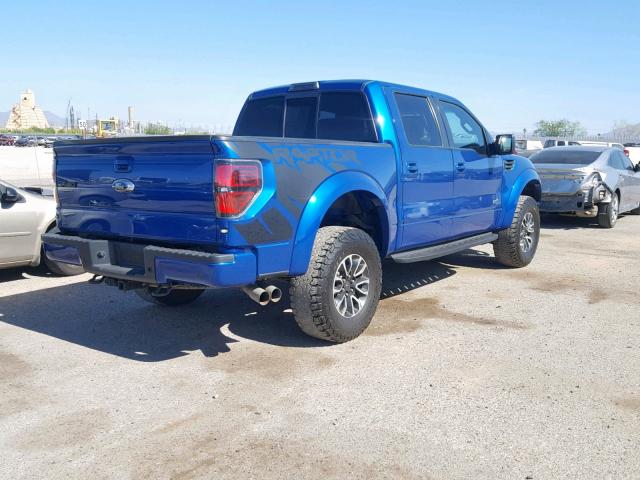 1FTFW1R65DFC58426 - 2013 FORD F150 SVT R BLUE photo 4