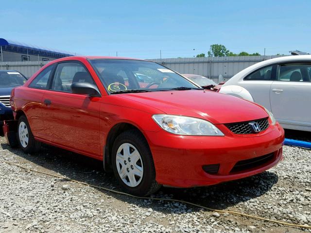 1HGEM22125L056718 - 2005 HONDA CIVIC DX V RED photo 1