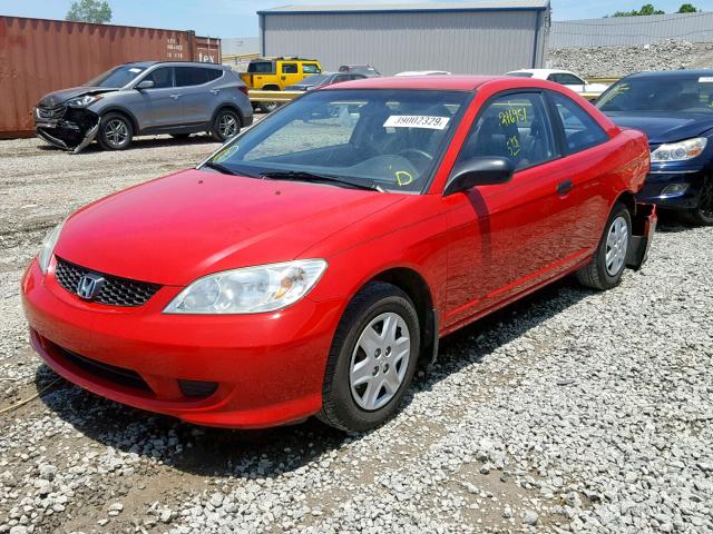 1HGEM22125L056718 - 2005 HONDA CIVIC DX V RED photo 2