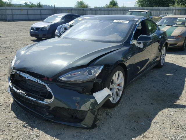 5YJSA1H28EFP63782 - 2014 TESLA MODEL S GREEN photo 2