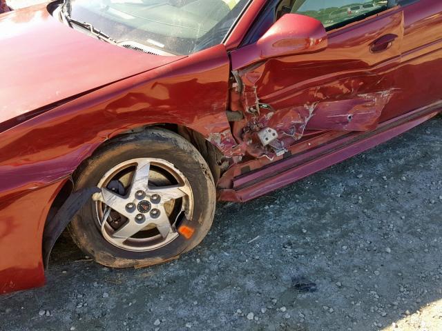 2G2WP522641350488 - 2004 PONTIAC GRAND PRIX RED photo 9