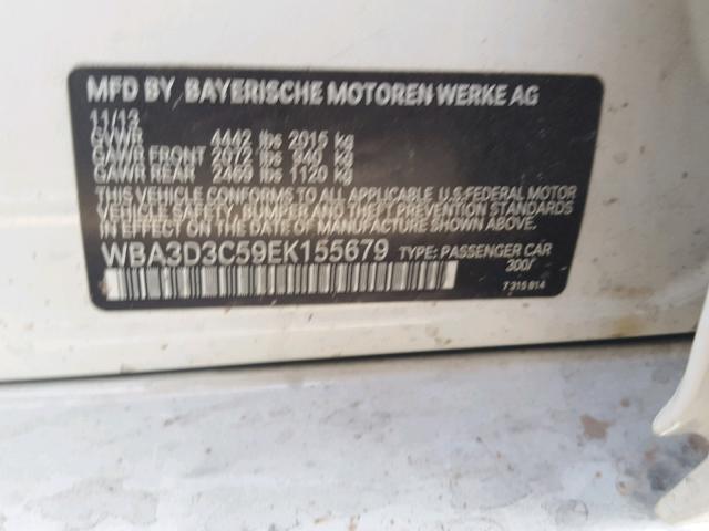 WBA3D3C59EK155679 - 2014 BMW 328 D WHITE photo 10