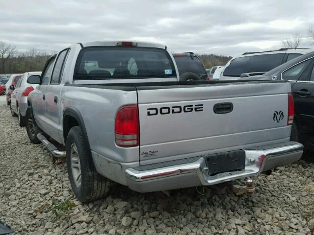 1B7HL2AN41S282004 - 2001 DODGE DAKOTA QUA SILVER photo 3