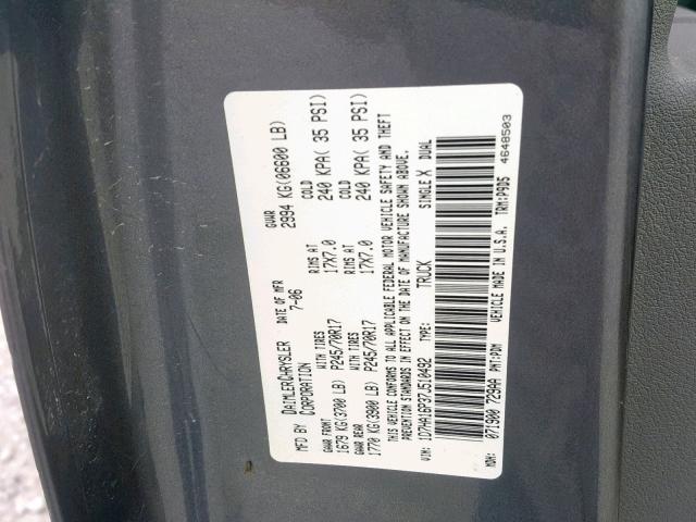 1D7HA16P37J510492 - 2007 DODGE RAM 1500 S GRAY photo 10