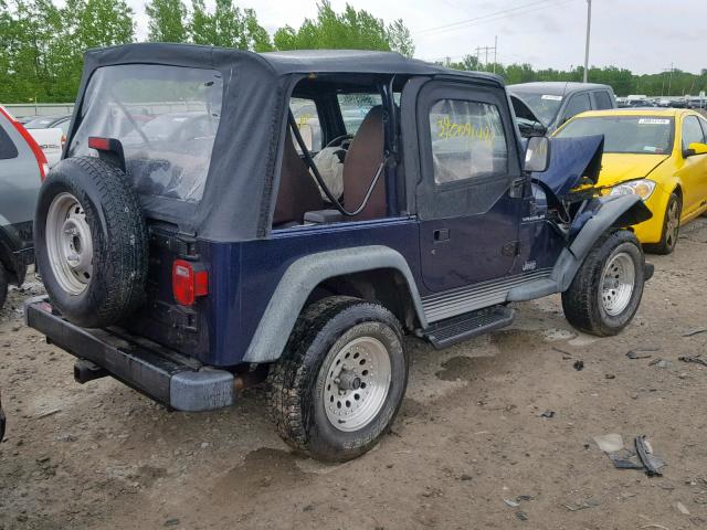 1J4FY29P7VP457413 - 1997 JEEP WRANGLER / BLUE photo 4