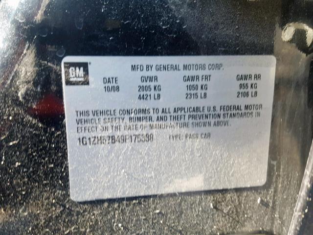 1G1ZH57B49F175388 - 2009 CHEVROLET MALIBU 1LT 黑色 照片 10