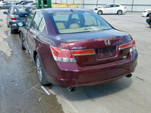 1HGCP3F89CA028130 - 2012 HONDA ACCORD EXL MAROON photo 3