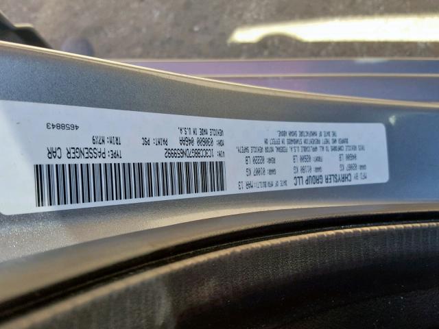 1C3CCBBG7DN659992 - 2013 CHRYSLER 200 TOURIN SILVER photo 10