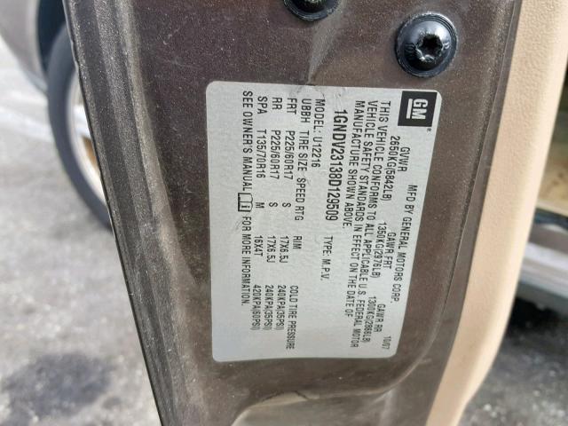 1GNDV23138D129509 - 2008 CHEVROLET UPLANDER L 金色 照片 10