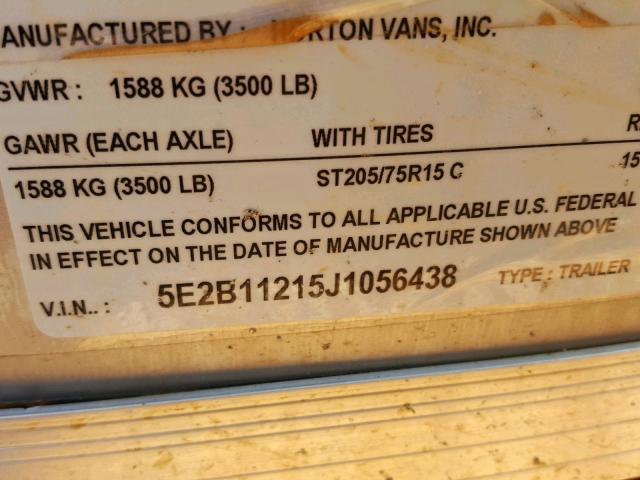 5E2B11215J1056438 - 2018 UTILITY TRAILER SILVER photo 10