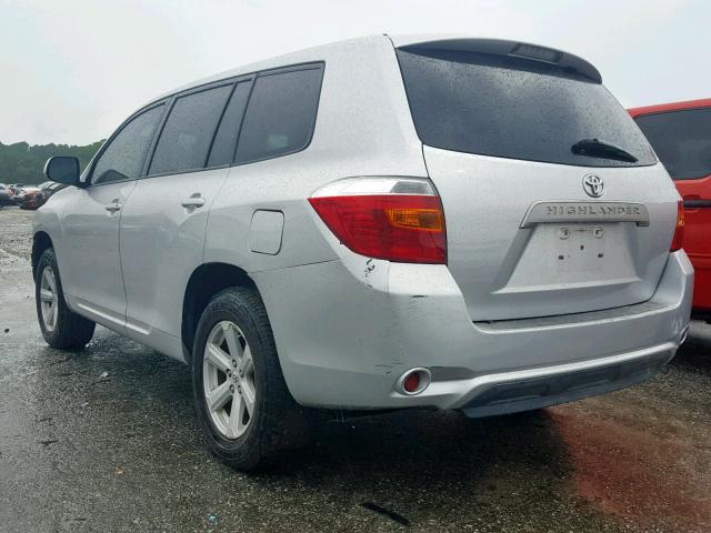 5TDZK3EH6AS014193 - 2010 TOYOTA HIGHLANDER SILVER photo 3