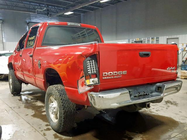 3D7KU28C14G114104 - 2004 DODGE RAM 2500 S წითელი ფოტო 3