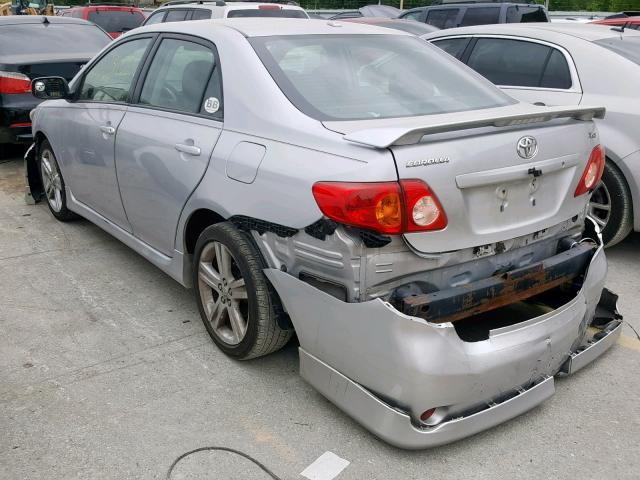 2T1BE40E79C026725 - 2009 TOYOTA COROLLA XR SILVER photo 3