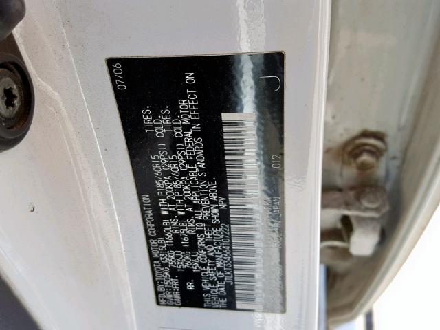 JTLKT334664107222 - 2006 TOYOTA SCION XB 白色 照片 10