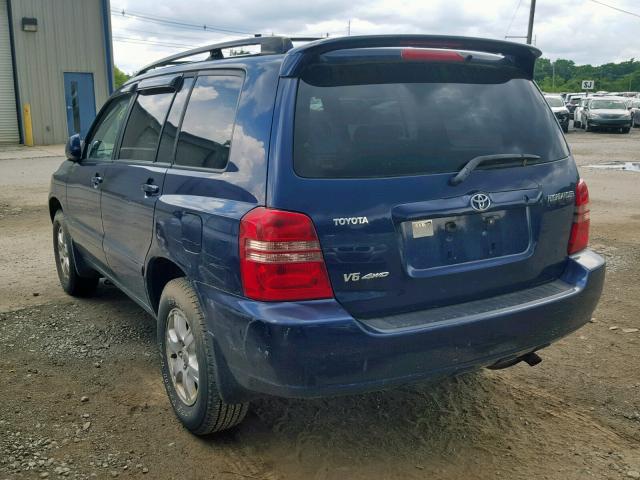 JTEHF21A830158381 - 2003 TOYOTA HIGHLANDER BLUE photo 3