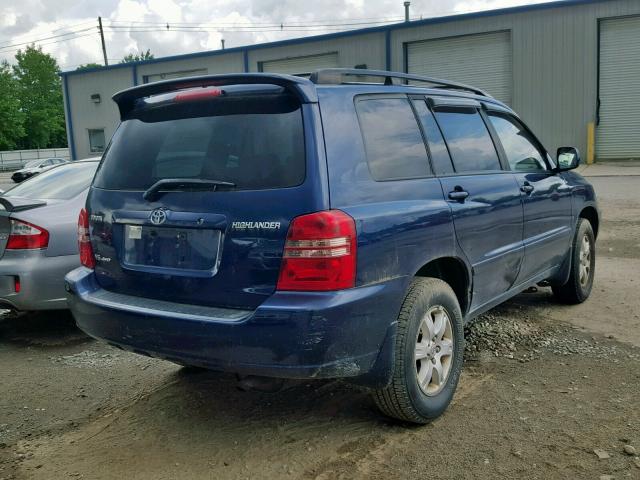 JTEHF21A830158381 - 2003 TOYOTA HIGHLANDER BLUE photo 4