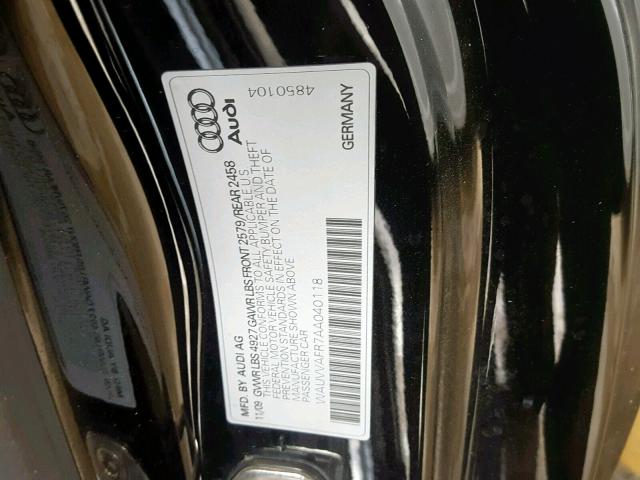 WAUVVAFR7AA040118 - 2010 AUDI S5 PRESTIG BLACK photo 10