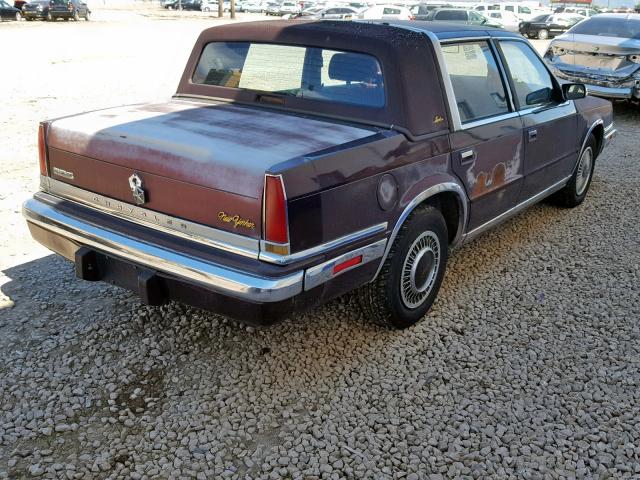 1C3XC66R2LD888380 - 1990 CHRYSLER NEW YORKER MAROON photo 4