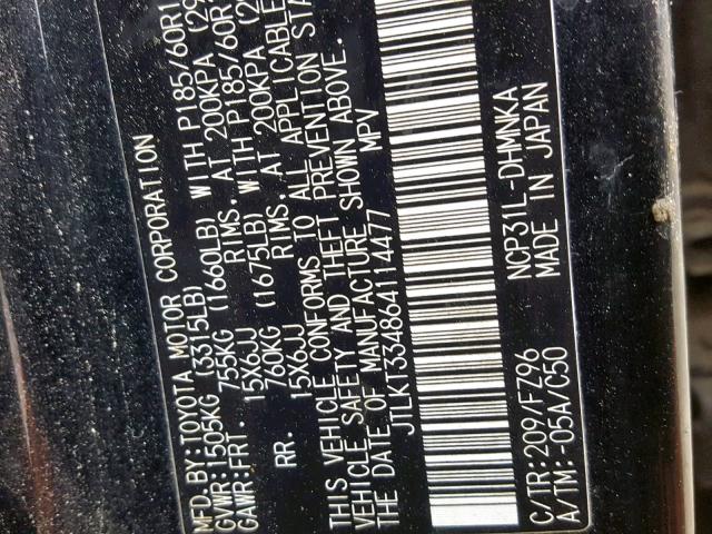 JTLKT334864114477 - 2006 TOYOTA SCION XB 黑色 照片 10