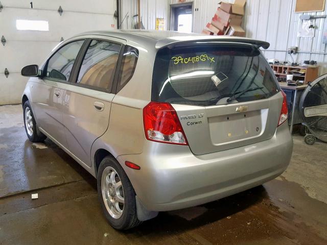 KL1TG62605B325280 - 2005 CHEVROLET AVEO LT SILVER photo 3