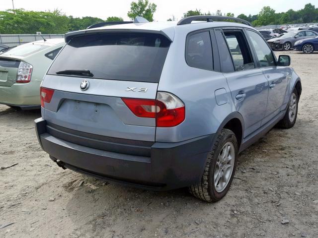 WBXPA73494WC39784 - 2004 BMW X3 2.5I BLUE photo 4